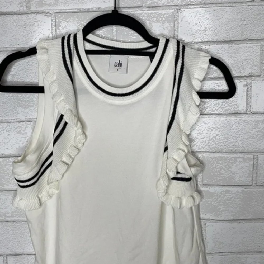 CAbi Topspin Ruffle Crochet Tank Top - Picture 3 of 9